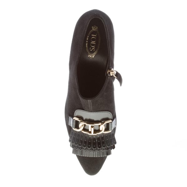 TOD'S donna tronchetto in camoscio NERO con zip e catena. Tacco 7 cm - immagine 7
