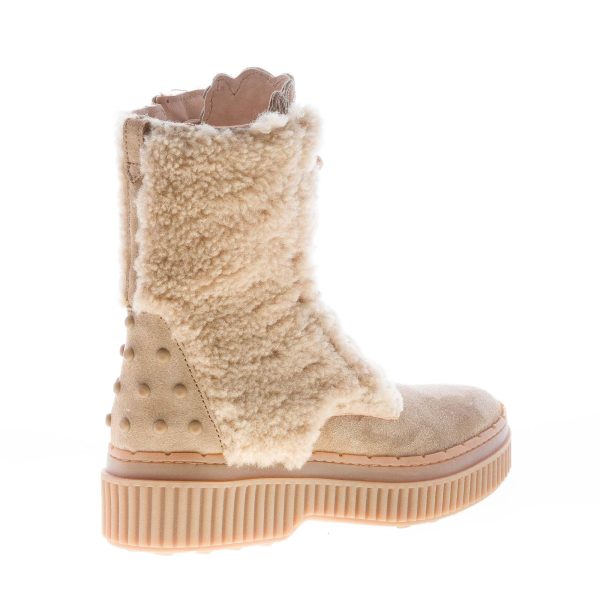 TOD'S donna stivaletto stringato in camoscio e montone TABACCO chiaro - immagine 3