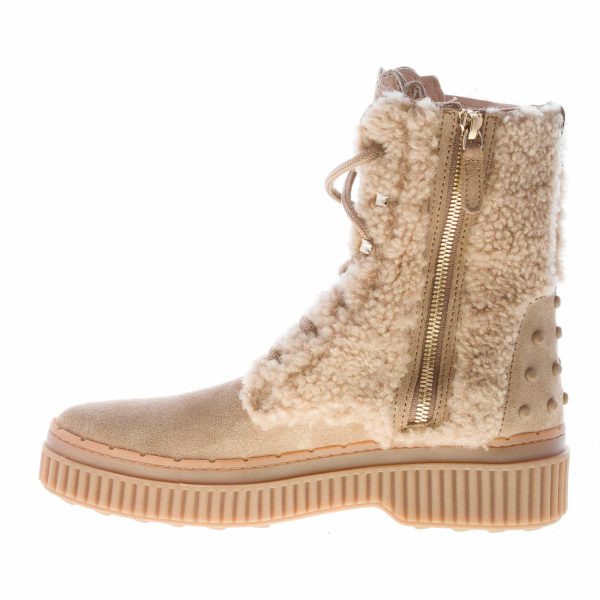 TOD'S donna stivaletto stringato in camoscio e montone TABACCO chiaro - immagine 5