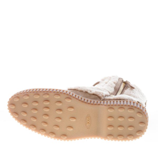 TOD'S donna stivaletto stringato in camoscio e montone TABACCO chiaro - immagine 8