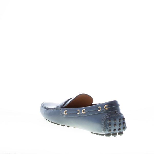 CAR SHOE uomo mocassino driving in pelle BLU BALTICO con fascetta - immagine 4
