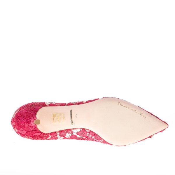 DOLCE & GABBANA donna decolletè Bellucci in pizzo Taormina ROSSO con gioiello. Tacco 6 cm - immagine 8