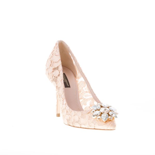 DOLCE & GABBANA donna decolletè Bellucci in pizzo Taormina ALBICOCCA con gioiello. Tacco 9 cm - immagine 2