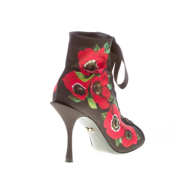 DOLCE & GABBANA donna stivaletto Bette in jersey stampato NERO. Tacco 9 cm - immagine 3