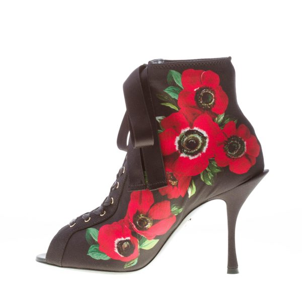 DOLCE & GABBANA donna stivaletto Bette in jersey stampato NERO. Tacco 9 cm - immagine 5