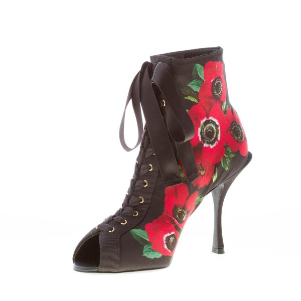 DOLCE & GABBANA donna stivaletto Bette in jersey stampato NERO. Tacco 9 cm - immagine 6