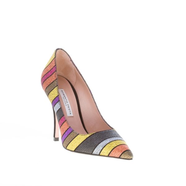 ROBERTO FESTA donna decolletè in tessuto glitter wave MULTICOLORE. Tacco 10 cm - immagine 2