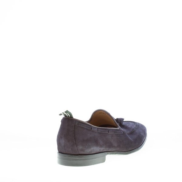 GREEN GEORGE uomo mocassino in camoscio BLU con nappine. Suola in cuoio - immagine 3