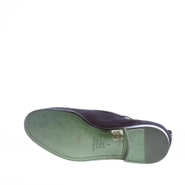 GREEN GEORGE uomo mocassino in camoscio BLU con nappine. Suola in cuoio - immagine 8