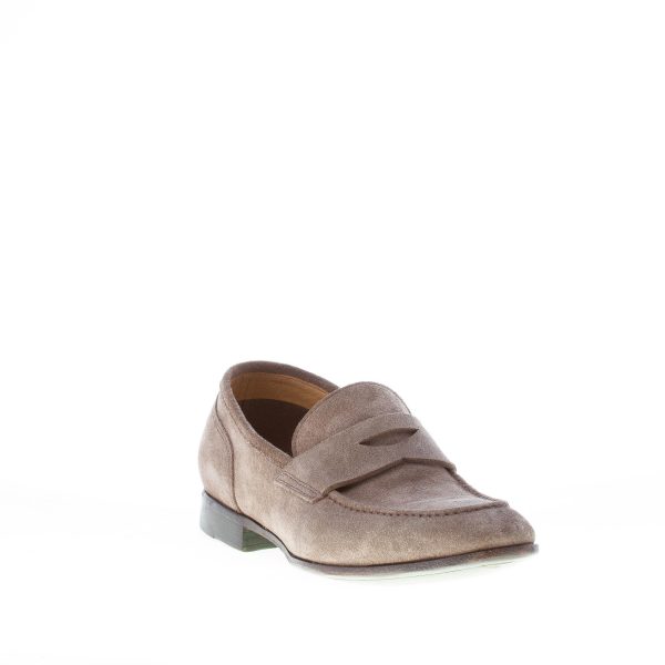 GREEN GEORGE uomo mocassino in camoscio TORTORA con mascherina. Suola cuoio - immagine 2