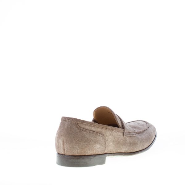 GREEN GEORGE uomo mocassino in camoscio TORTORA con mascherina. Suola cuoio - immagine 3