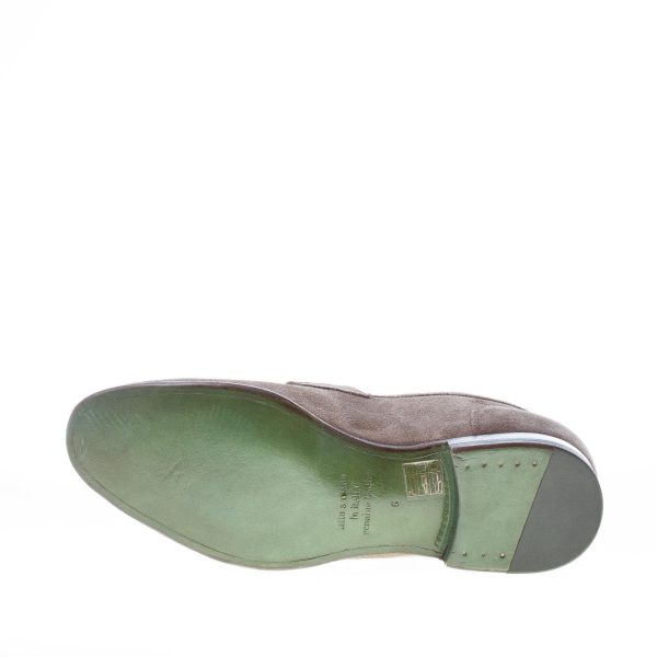 GREEN GEORGE uomo mocassino in camoscio TORTORA con mascherina. Suola cuoio - immagine 8