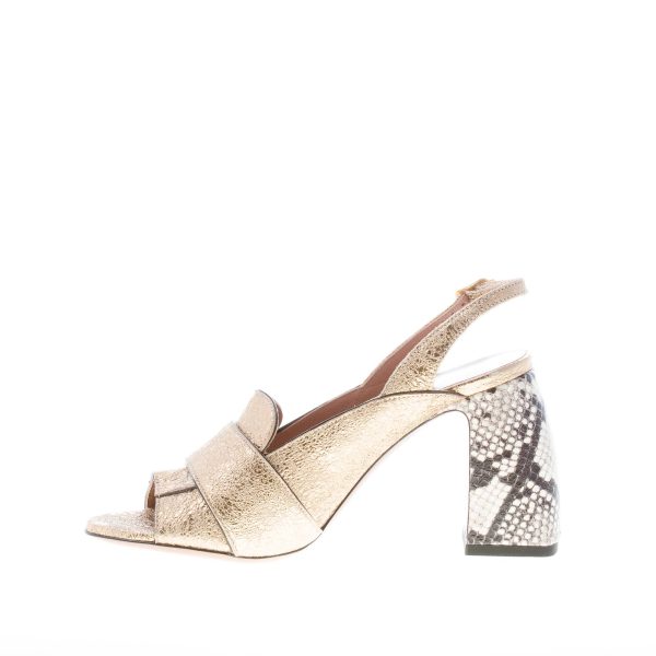 L'AUTRE CHOSE donna sandalo in pelle craquelè BRONZO con fascia e stampa rettile. Tacco 9 cm - immagine 5