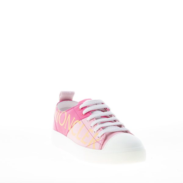 MONCLER donna sneaker Linda in pelle bicolore ROSA con maxi logo - immagine 2