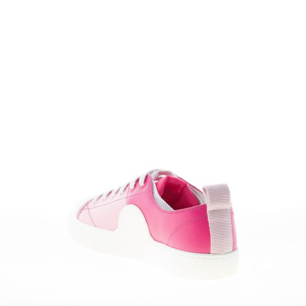 MONCLER donna sneaker Linda in pelle bicolore ROSA con maxi logo - immagine 4