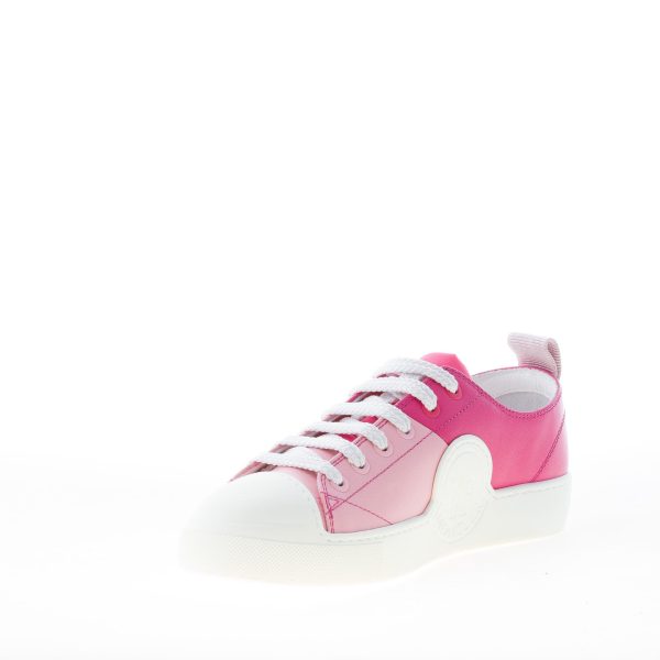 MONCLER donna sneaker Linda in pelle bicolore ROSA con maxi logo - immagine 6