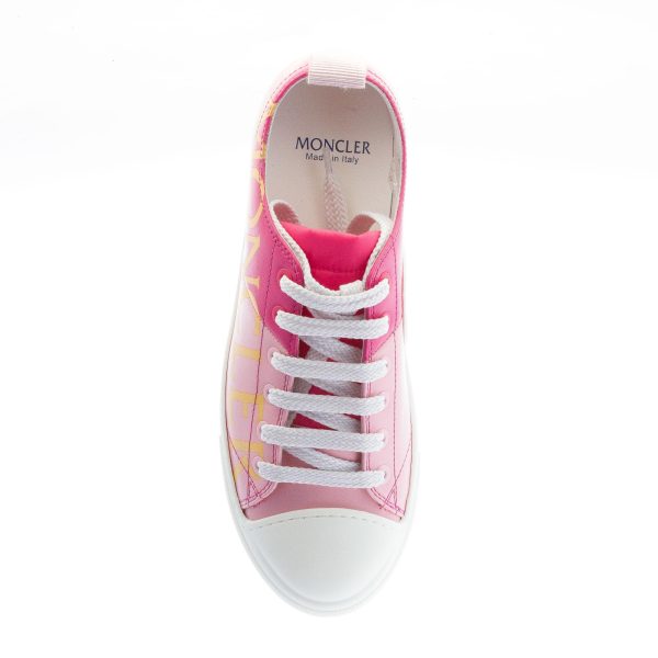 MONCLER donna sneaker Linda in pelle bicolore ROSA con maxi logo - immagine 7