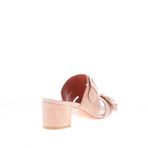 SANTONI donna sandalo slide in camoscio CIPRIA con fasce incrociate e fibbie. Tacco 5,5 cm - immagine 3