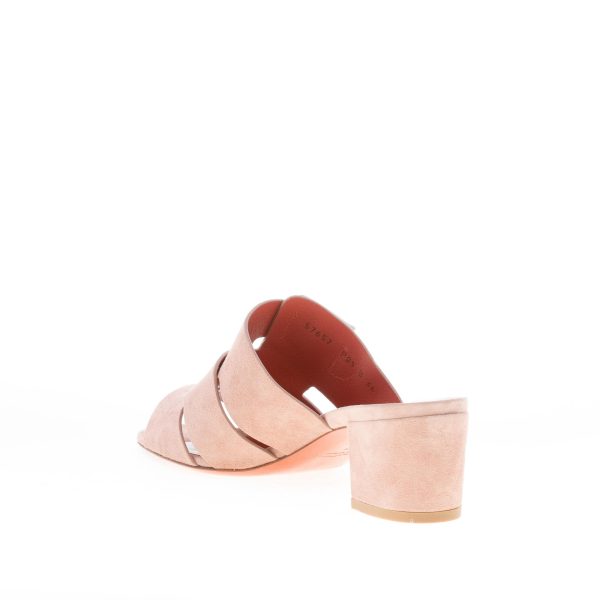 SANTONI donna sandalo slide in camoscio CIPRIA con fasce incrociate e fibbie. Tacco 5,5 cm - immagine 4