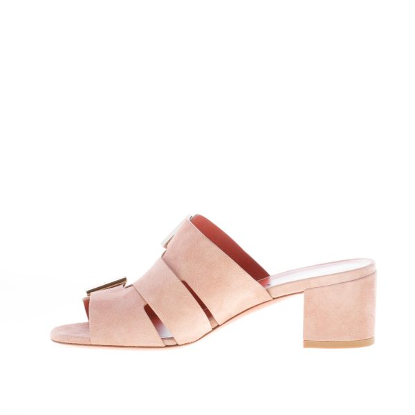 SANTONI donna sandalo slide in camoscio CIPRIA con fasce incrociate e fibbie. Tacco 5,5 cm - immagine 5