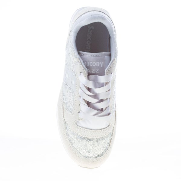 SAUCONY donna sneaker Jazz Original Limited in camoscio e tessuto BIANCO e GRIGIO con paillettes - immagine 7