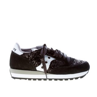 SAUCONY donna sneaker Jazz Original Limited Edition in camoscio NERO più bianco con paillettes