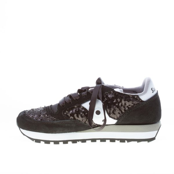 SAUCONY donna sneaker Jazz Original Limited Edition in camoscio NERO più bianco con paillettes - immagine 5