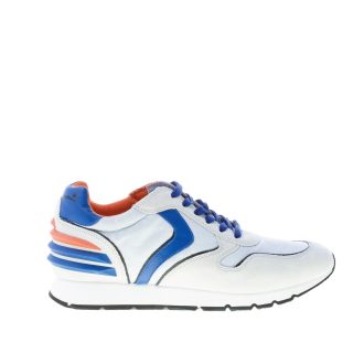 VOILE BLANCHE uomo sneaker LIAM POWER in camoscio tessuto e pelle BIANCO e blu