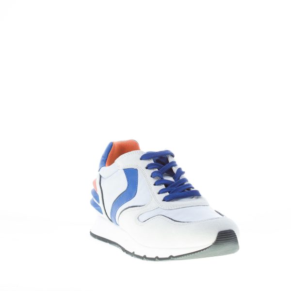 VOILE BLANCHE uomo sneaker LIAM POWER in camoscio tessuto e pelle BIANCO e blu - immagine 2