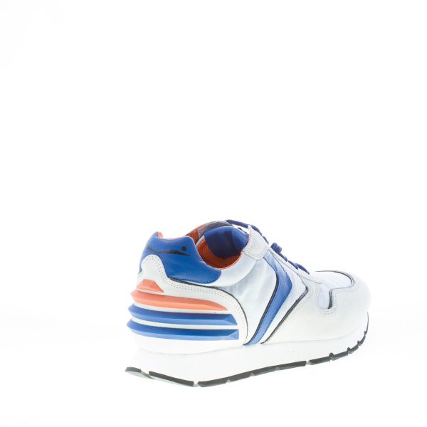 VOILE BLANCHE uomo sneaker LIAM POWER in camoscio tessuto e pelle BIANCO e blu - immagine 3