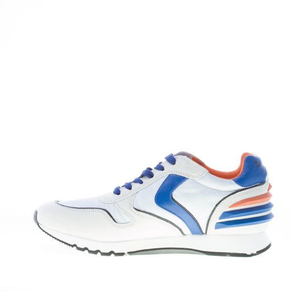 VOILE BLANCHE uomo sneaker LIAM POWER in camoscio tessuto e pelle BIANCO e blu - immagine 5