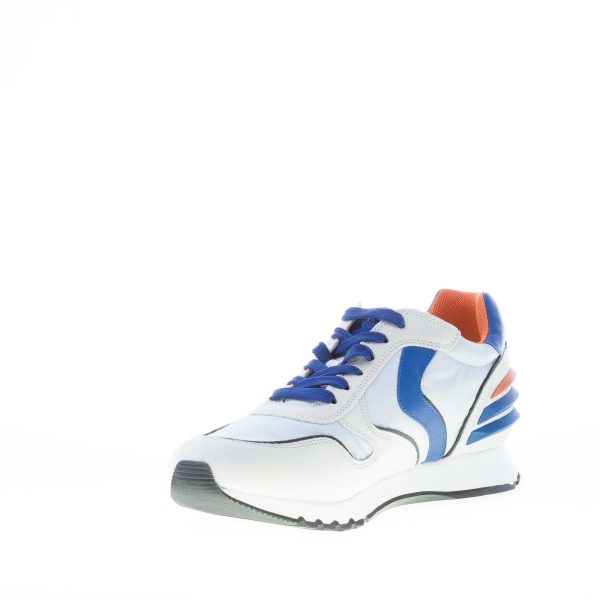 VOILE BLANCHE uomo sneaker LIAM POWER in camoscio tessuto e pelle BIANCO e blu - immagine 6