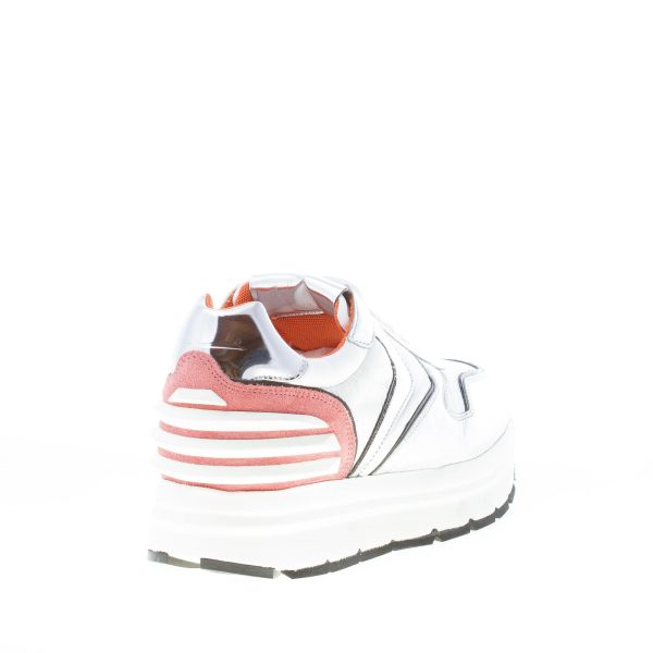 VOILE BLANCHE donna sneaker MAY POWER in pelle ARGENTO e nylon BIANCO con suola rialzata - immagine 3