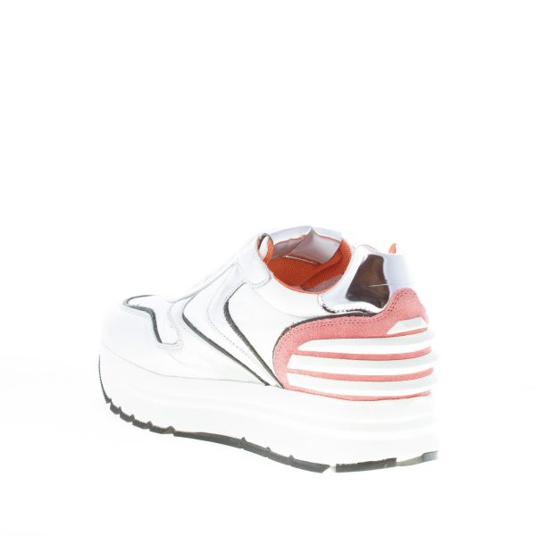 VOILE BLANCHE donna sneaker MAY POWER in pelle ARGENTO e nylon BIANCO con suola rialzata - immagine 4