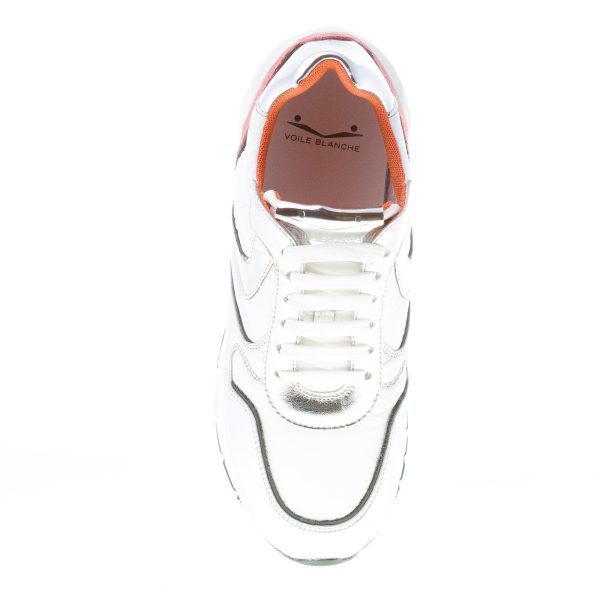 VOILE BLANCHE donna sneaker MAY POWER in pelle ARGENTO e nylon BIANCO con suola rialzata - immagine 7