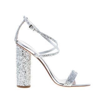 GIUSEPPE ZANOTTI DESIGN donna sandalo Vampiro in pelle glitterata ARGENTO. Tacco 11 cm