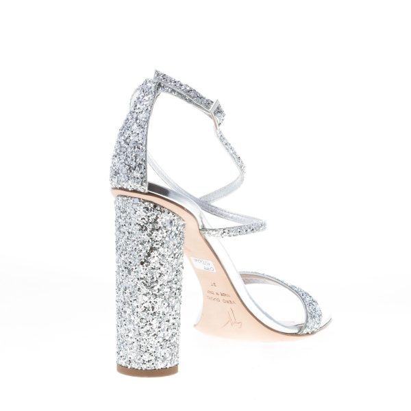 GIUSEPPE ZANOTTI DESIGN donna sandalo Vampiro in pelle glitterata ARGENTO. Tacco 11 cm - immagine 3