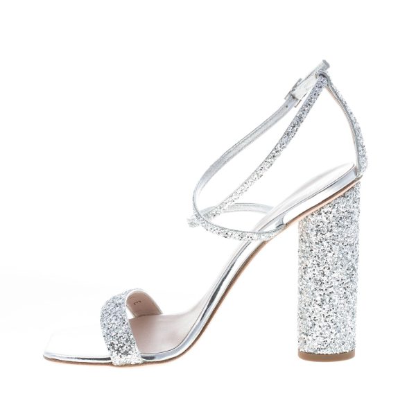 GIUSEPPE ZANOTTI DESIGN donna sandalo Vampiro in pelle glitterata ARGENTO. Tacco 11 cm - immagine 5