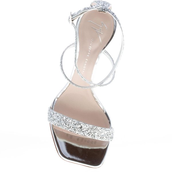 GIUSEPPE ZANOTTI DESIGN donna sandalo Vampiro in pelle glitterata ARGENTO. Tacco 11 cm - immagine 7