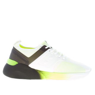 HOGAN uomo Active One sneaker in tessuto tecnico elasticizzato e pelle BIANCO NERO E GIALLO