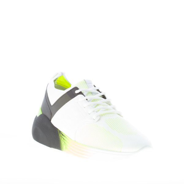 HOGAN uomo Active One sneaker in tessuto tecnico elasticizzato e pelle BIANCO NERO E GIALLO - immagine 2