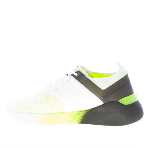 HOGAN uomo Active One sneaker in tessuto tecnico elasticizzato e pelle BIANCO NERO E GIALLO - immagine 5