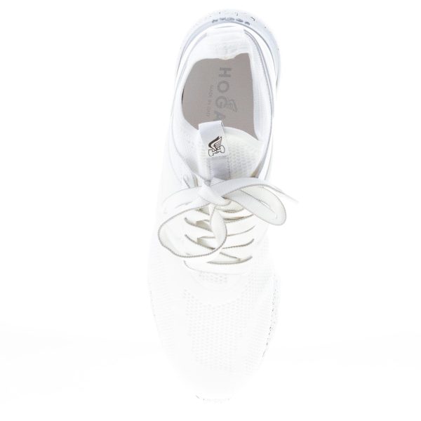 HOGAN donna Active One sneaker calzino in tessuto a rete e pelle BIANCO con suola marmo - immagine 7