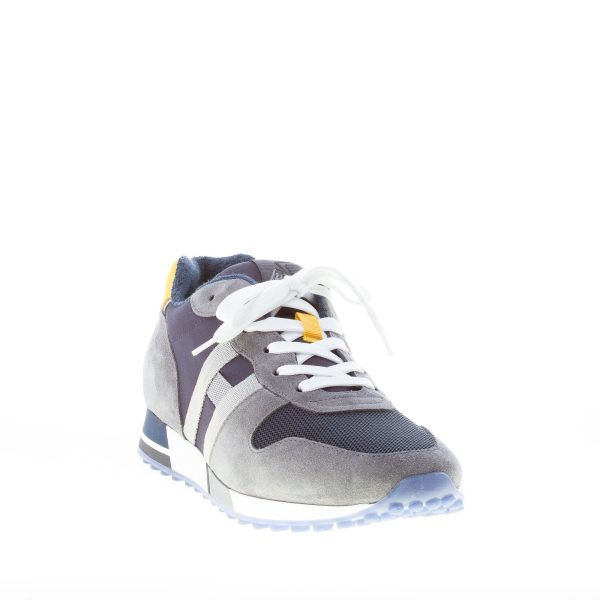 HOGAN uomo H383 sneaker in camoscio e tessuto tecnico GRIGIO e BLU - immagine 2