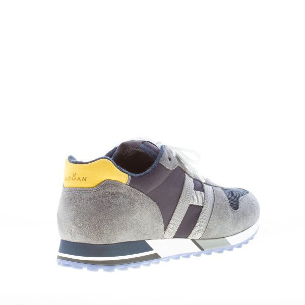 HOGAN uomo H383 sneaker in camoscio e tessuto tecnico GRIGIO e BLU - immagine 3