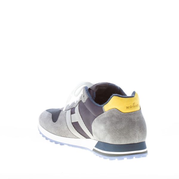 HOGAN uomo H383 sneaker in camoscio e tessuto tecnico GRIGIO e BLU - immagine 4