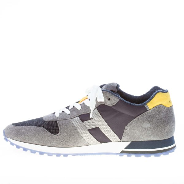 HOGAN uomo H383 sneaker in camoscio e tessuto tecnico GRIGIO e BLU - immagine 5