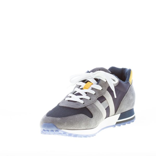 HOGAN uomo H383 sneaker in camoscio e tessuto tecnico GRIGIO e BLU - immagine 6