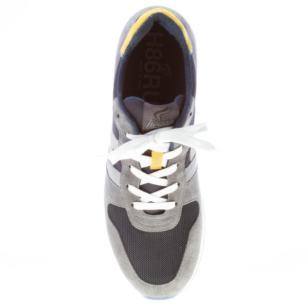 HOGAN uomo H383 sneaker in camoscio e tessuto tecnico GRIGIO e BLU - immagine 7