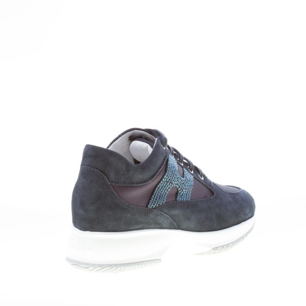 HOGAN donna Interactive in camoscio più tessuto BLU NOTTE con H di strass - immagine 3